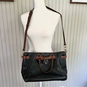 Dooney & Bourke Samba Large Satchel with Crossbody Navy / Tan